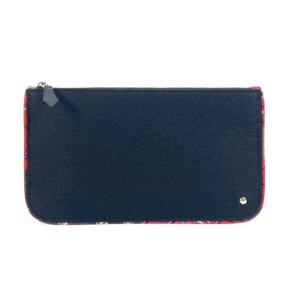 HERMES flat logo Clutch bag makeup pouch multi-purpose Pouch felt / silk Black - Picture 1 of 14